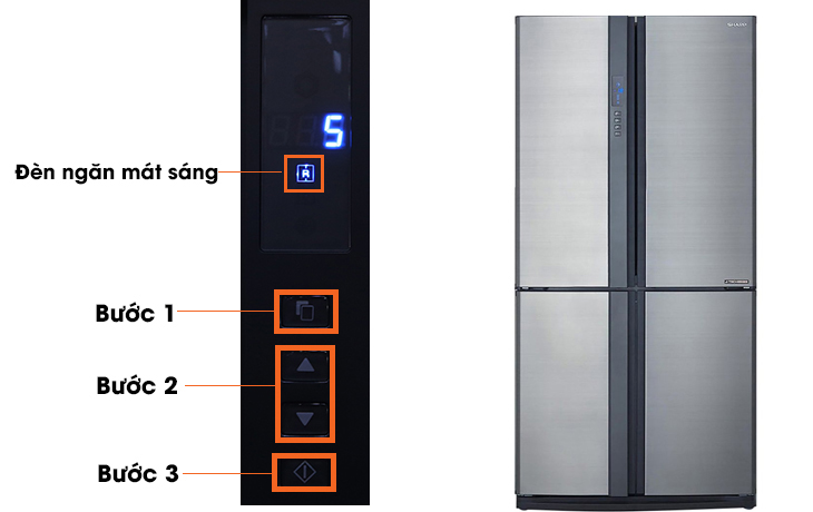 Cách điều chỉnh nhiệt độ cho tủ lạnh Sharp bằng bảng điều khiển1