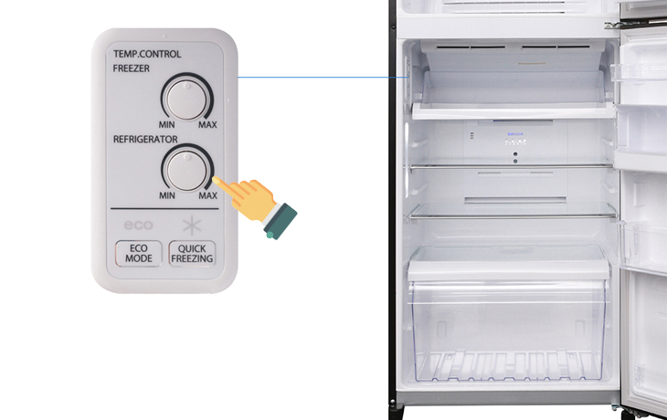 Cách điều chỉnh nhiệt độ tủ lạnh Toshiba bằng nút vặn1