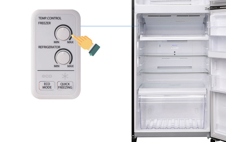 Cách điều chỉnh nhiệt độ tủ lạnh Toshiba bằng nút vặn2
