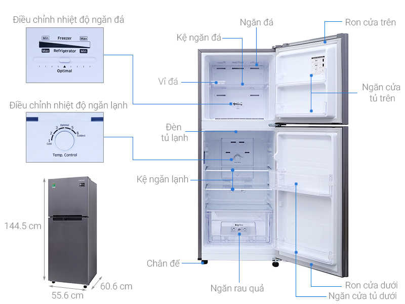 Kích Thước Tủ Lạnh 2 Cánh, 1 Cánh, 4 Cánh Side By Side chuẩn 100%