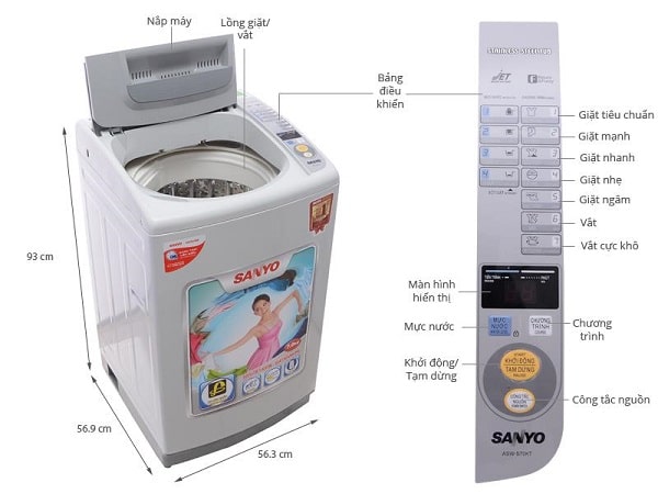 cách vắt quần áo bằng máy giặt aqua