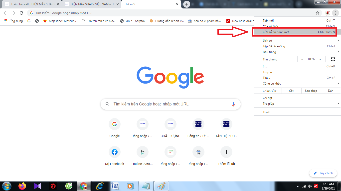 Cách mở tab ẩn danh Chrome trên máy tính2